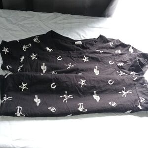 Electric Pink Black and White Western Style Tee